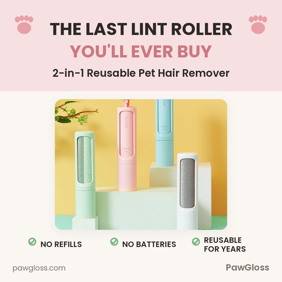The last lint roller you'll ever buy — PawGloss 2-in-1 reusable pet hair remover with no refills and no batteries